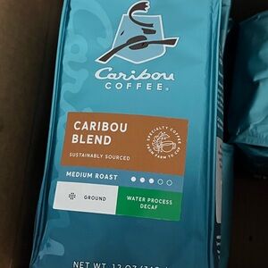 Caribou Coffee Caribou Blend Medium Roast 12oz. Bags  (6 packs of SEALED Decaf)